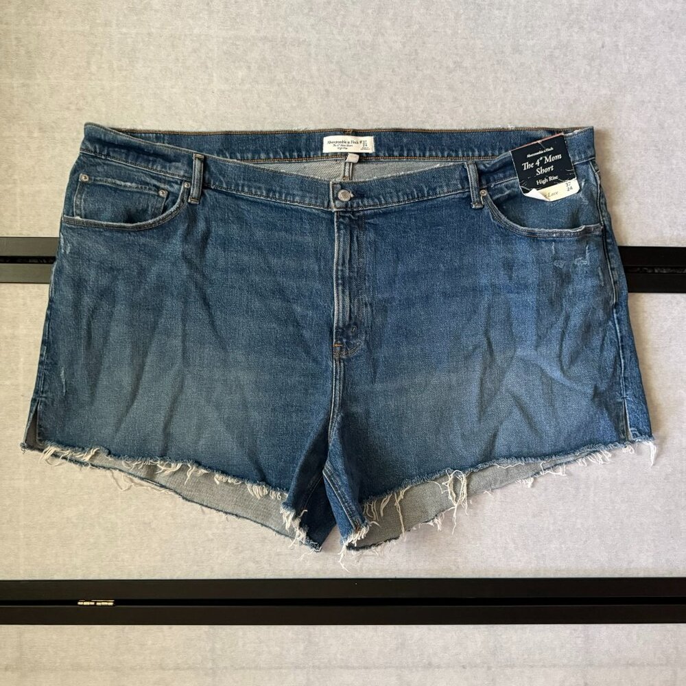 ABERCROMBIE FITCH Curve Love High Rise Mom Shorts 37 24 NWT Jeans Summer A&F